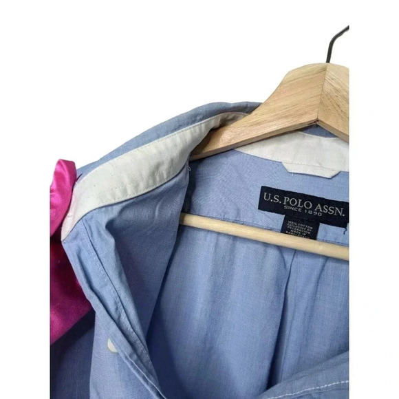 U.S. Polo Assn. Mens 100% Cotton Blue Button Down Long Sleeve Casual Shirt Sz XL - Picture 8 of 16